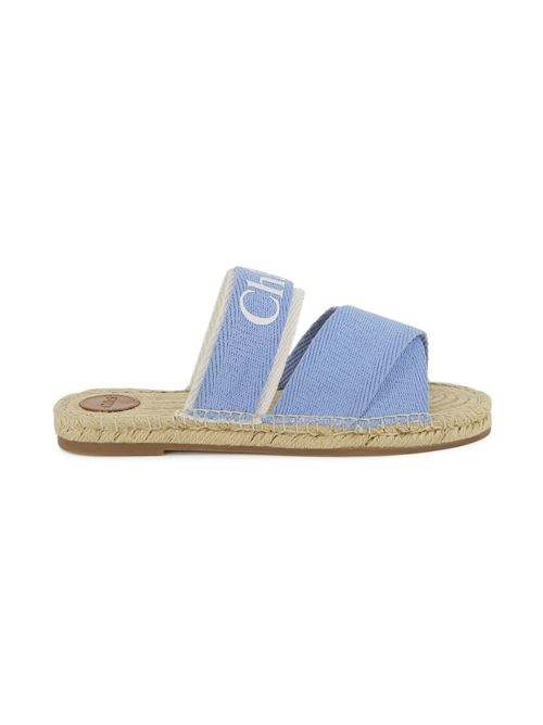 Ciabatte bambina Chloé in denim con fasce incrociate Chloe' Kids | C20885Z10